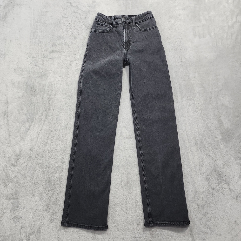 Hollister Jeans Womens 000R Faded Black Ultra High Rise Dad Straight Stretch
